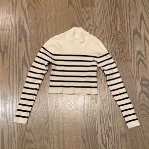 PULL&BEAR CROPPED STRIPED TURTLENECK